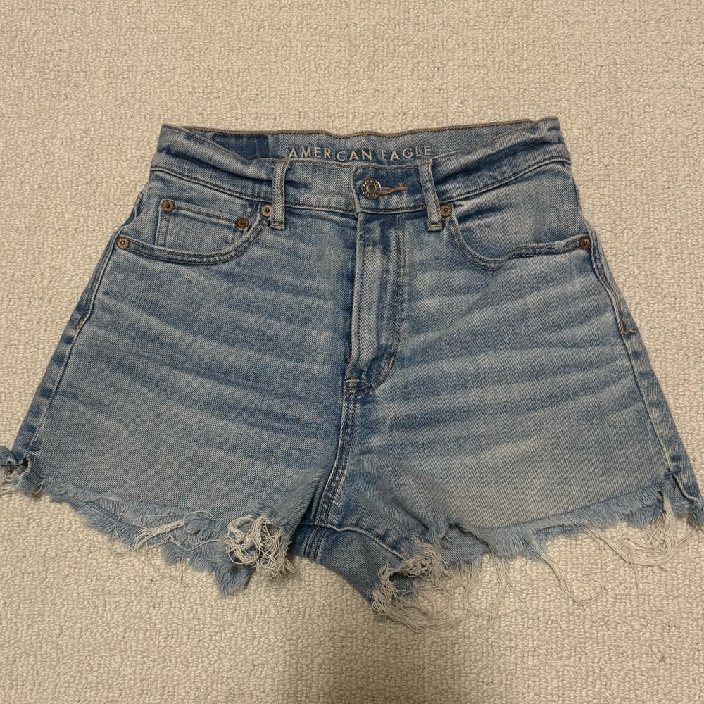 American Eagle Size 0 High-rise 90s Boyfriend Blue Denim Shorts